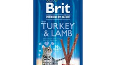 BRIT Premium By Nature, recompense fără cereale pisici, batoane, Curcan și Miel, 3buc