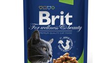 BRIT Premium Sterilised cu pui, hrana umeda pentru pisici sterilizate in sos, plic 100 g