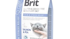 BRIT VD Calm & Stress Relief, Somon, dietă veterinară, hrană uscată fără cereale pisici, sistem nervos & calmante, 5kg