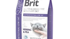 BRIT VD Gastrointestinal Low Fat, Hering, dietă veterinară, hrană uscată fără cereale pisici, sistem digestiv, 5kg