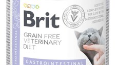 BRIT VD Gastrointestinal, Somon, dietă veterinară, conservă hrană umedă fără cereale pisici, sistem digestiv, (în aspic), 200g