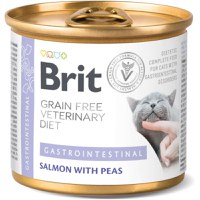 BRIT VD Gastrointestinal, Somon, dietă veterinară, conservă hrană umedă fără cereale pisici, sistem digestiv, (în aspic), 200g - 1