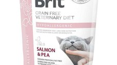 BRIT VD Hypoallergenic, Somon, dietă veterinară, hrană uscată fără cereale pisici, alergii, 400g