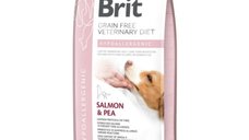 BRIT VD Hypoallergenic Somon pentru Câini, Dietă Veterinară, 12kg, Fără Cereale, XS-XL