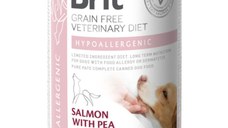 BRIT VD Hypoallergenic, XS-XL, Somon, dietă veterinară, conservă hrană umedă fără cereale câini, alergii, (în aspic), 400g