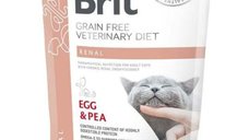 BRIT VD Renal cu Ou, Hrana Uscata Veterinara Fara Cereale pentru Pisici, Suport Renal, 400 g