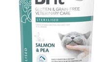 BRIT VD Sterilised, Somon, dietă veterinară, hrană uscată fără cereale pisici sterilizate, 400g