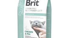 BRIT VD Struvite, Pui, dietă veterinară, hrană uscată fără cereale pisici, sistem urinar, 5kg