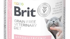 BRIT VD Ultra Hypoallergenic, Somon, dietă veterinară, conservă hrană umedă fără cereale pisici, alergii, (în aspic), 200g
