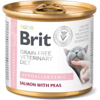 BRIT VD Ultra Hypoallergenic, Somon, dietă veterinară, conservă hrană umedă fără cereale pisici, alergii, (în aspic), 200g - 1