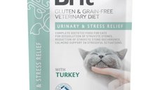 BRIT VD Urinary & Stress Relief pentru Pisici, Curcan, Dieta Veterinara, Plic Hrană Umedă Fără Cereale, 85g