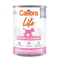 CALIBRA Life Puppy&Junior, XS-XL, Pui și Orez, conservă hrană umedă monoproteică câini junior, (pate), 400g - 2