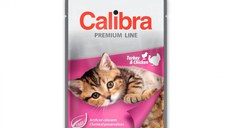 CALIBRA Premium Line Kitten, Curcan și Pui, plic hrană umedă pisici junior, (în suc propriu), 100g