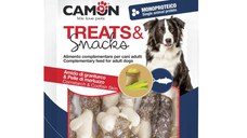 CAMON Codfish Skin & Cornstarch Bones, XS-XL, Cod, punguță recompense câini, 80g