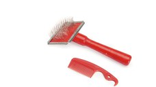 CAMON Set perie cromata cu pieptene de curatare, perie câini CAMON Set perie cromata cu pieptene de curatare, L, perie câini, 6.5x11.5cm