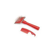 CAMON Set perie cromata cu pieptene de curatare, perie câini CAMON Set perie cromata cu pieptene de curatare, L, perie câini, 6.5x11.5cm - 1