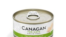 CANAGAN Fresh Chicken, Pui, conservă hrană umedă fără cereale pisici junior & adult, (în suc propriu), 75g
