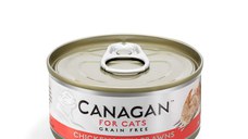 CANAGAN, Pui și Creveți, conservă hrană umedă fără cereale pisici junior & adult, (în suc propriu), 75g