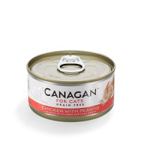 CANAGAN, Pui și Creveți, conservă hrană umedă fără cereale pisici junior & adult, (în suc propriu), 75g - 2