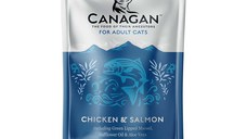 CANAGAN, Pui și Somon, plic hrană umedă fără cereale pisici, (în supă), 85g