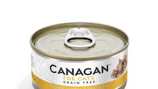 CANAGAN, Ton și Pui, conservă hrană umedă fără cereale pisici junior & adult, (în suc propriu), 75g