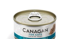 CANAGAN, Ton și Scoici, conservă hrană umedă fără cereale pisici junior & adult, (în suc propriu), 75g