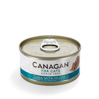 CANAGAN, Ton și Scoici, conservă hrană umedă fără cereale pisici junior & adult, (în suc propriu), 75g - 2
