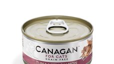 CANAGAN Ton si Somon pentru Pisici Junior si Adult, Conserva Umeda Fara Cereale, 75g