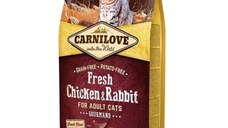 CARNILOVE Fresh Gourmand, Pui și Iepure, hrană uscată fără cereale pisici, apetit capricios, 2kg
