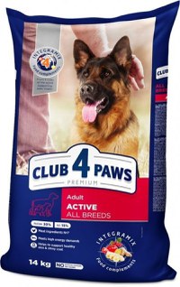 CLUB 4 PAWS Premium Active, Pui, hrană uscată câini, activitate intensă CLUB 4 PAWS Premium Active, XS-XL, Pui, hrană uscată câini, activitate intensă, 14kg - 1