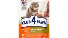 CLUB 4 PAWS Premium, Iepure, hrană umedă pisici, (în aspic) CLUB 4 PAWS Premium, Iepure, plic hrană umedă pisici, (în aspic), 100g