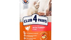 CLUB 4 PAWS Premium Kitten, Curcan, hrană umedă pisici junior, (în aspic) CLUB 4 PAWS Premium Kitten, Curcan, plic hrană umedă pisici junior, (în aspic), 80g