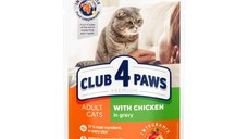 CLUB 4 PAWS Premium, Pui, hrană umedă pisici, (în sos) CLUB 4 PAWS Premium, Pasăre, plic hrană umedă pisici, (în sos), 100g
