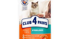CLUB 4 PAWS Premium Sterilised, Pui, hrană umedă pisici sterilizate CLUB 4 PAWS Premium Sterilised, Pui, plic hrană umedă pisici sterilizate, bax, 80g x 24buc