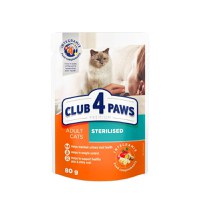 CLUB 4 PAWS Premium Sterilised, Pui, hrană umedă pisici sterilizate CLUB 4 PAWS Premium Sterilised, Pui, plic hrană umedă pisici sterilizate, bax, 80g x 24buc - 1