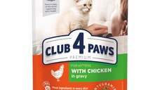 CLUB 4 PAWS, Pui, plic hrană umedă pisici, (în sos), 85g