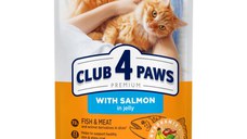CLUB 4 PAWS, Somon, plic hrană umedă pisici, (în aspic), 85g
