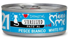 DISUGUAL Mini Me Sterilised, Pește alb, conservă hrană umedă fără cereale pisici sterilizate, (pate), 85g