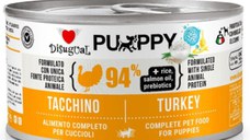 DISUGUAL Monoprotein Puppy, XS-XL, Curcan, conservă hrană umedă monoproteică câini junior, (pate), 150g