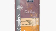 DR. CLAUDER'S, Vițel și Curcan, plic hrană umedă pisici, (în sos), 100g