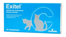 EXITEL 230/20mg - Comprimate pentru Deparazitare Interna Pisici, 24 Bucati