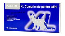 EXITEL Plus XL - Comprimate de Deparazitare Interna pentru Caini L-XL, 10 Bucati cu Aroma de Porc