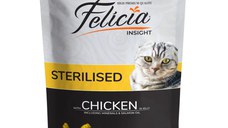 FELICIA Sterilised, Pui, plic hrană umedă fără cereale pisici sterilizate, (în aspic), 85g