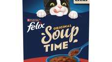 FELIX Soup Farm Selection pentru Pisici cu Vită, Pui si Miel, Plicuri Umide, Multipack 48g x 6 bucati