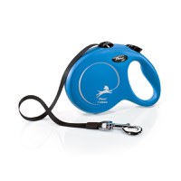 FLEXI Classic, lesă bandă retractabilă câini, nylon, albastru, L(50kg, 5m) - 1