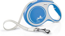 FLEXI Comfort, lesă bandă retractabilă câini, nylon, albastru, L(50kg, 8m)