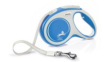 FLEXI Comfort, lesă bandă retractabilă câini, nylon, albastru, M(25kg, 5m)