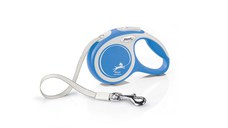 FLEXI Comfort, lesă bandă retractabilă câini, nylon, albastru, XS(12kg, 3m)