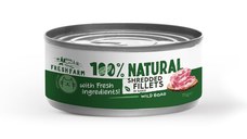 FRESH FARM Schredded fillets, Mistreț și Pui, conservă hrană umedă fără cereale pisici, (în sos), 70g