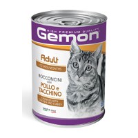 GEMON, Pui și Curcan, conservă hrană umedă pisici, (în aspic), 415g - 2